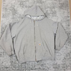 Vintage Carhartt Hoodie Adult 2XL XXL Gray Full Zip Sweatshirt Thrashed Mens